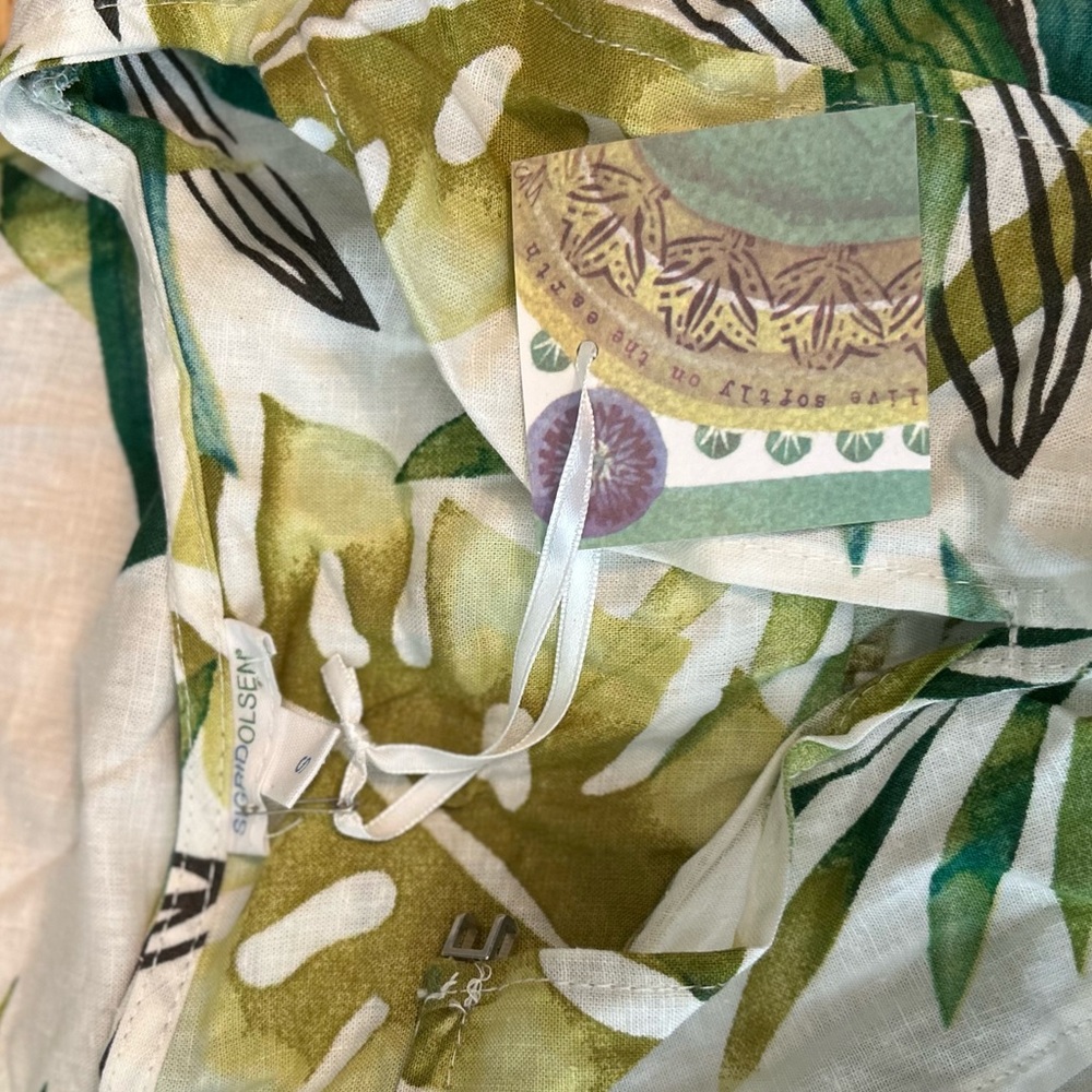 Sigrid Olsen Linen blend Tropical Leaf Print Blouse NWT S - Picture 7 of 12
